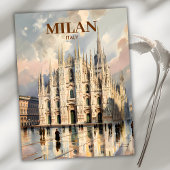 Milaan Duomo di Milano Vintage Travel Waterverf Briefkaart