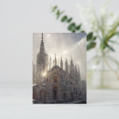 Milaan duomo in de sneeuw briefkaart (Staand voorkant)