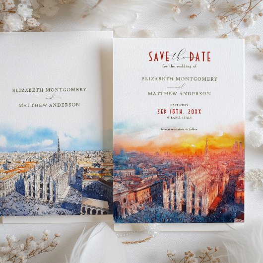 Milaan Duomo Save Datum Levendige Waterverf Zonson Kaart