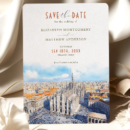 Milaan Duomo Save the Date Waterverf Kaart