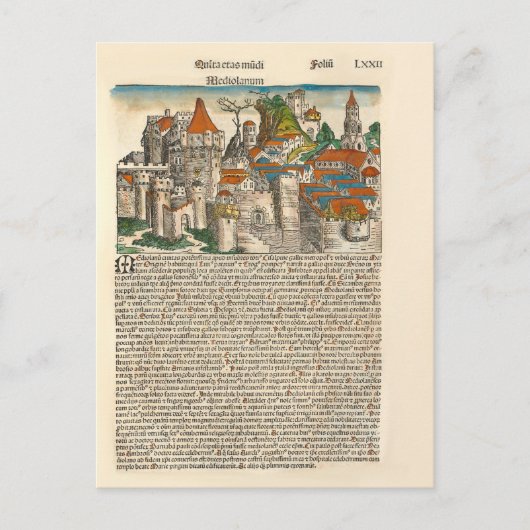 Milaan Italië 1493 Chronicle Medieval Old Book Briefkaart (Voorkant)