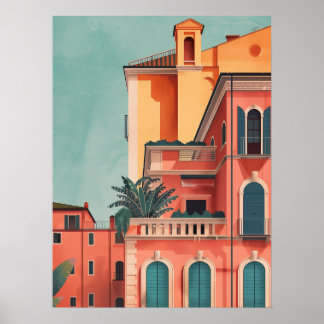 Milaan Italië Beach House Art Poster