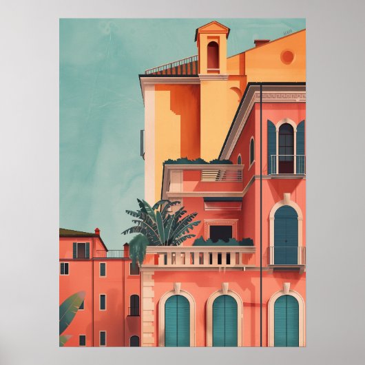 Milaan Italië Beach House  Art Poster (Voorkant)