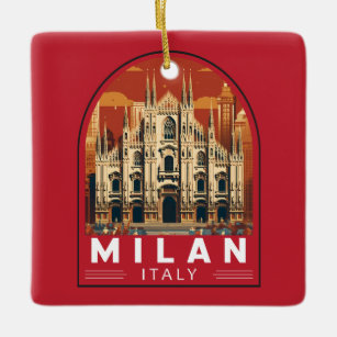 Milaan Italië Duomo di Milano Reizen Kunst Vintag Keramisch Ornament