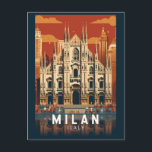 Milaan Italië Duomo di Milano Reizen Kunst Vintage Briefkaart<br><div class="desc">Milaan vector artwork ontwerp. Milaan,  een metropool in de Italiaanse regio Noord-Lombardije,  is een wereldwijde hoofdstad van mode en design.</div>