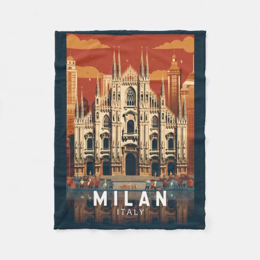 Milaan Italië Duomo di Milano Reizen Kunst Vintage Fleece Deken (Voorkant)