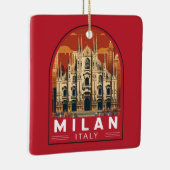 Milaan Italië Duomo di Milano Reizen Kunst Vintage Keramisch Ornament (Rechts)