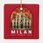 Milaan Italië Duomo di Milano Reizen Kunst Vintage Keramisch Ornament (Achterkant)