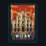 Milaan Italië Duomo di Milano Reizen Kunst Vintage Magneet<br><div class="desc">Milaan vector artwork ontwerp. Milaan,  een metropool in de Italiaanse regio Noord-Lombardije,  is een wereldwijde hoofdstad van mode en design.</div>