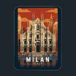 Milaan Italië Duomo di Milano Reizen Kunst Vintage Magneet<br><div class="desc">Milaan vector artwork ontwerp. Milaan,  een metropool in de Italiaanse regio Noord-Lombardije,  is een wereldwijde hoofdstad van mode en design.</div>