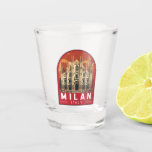 Milaan Italië Duomo di Milano Reizen Kunst Vintage Shot Glas<br><div class="desc">Milaan vector artwork ontwerp. Milaan,  een metropool in de Italiaanse regio Noord-Lombardije,  is een wereldwijde hoofdstad van mode en design.</div>