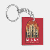 Milaan Italië Duomo di Milano Reizen Kunst Vintage Sleutelhanger (Voorkant Links)