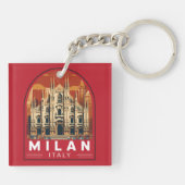 Milaan Italië Duomo di Milano Reizen Kunst Vintage Sleutelhanger (Achterkant)