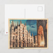 Milaan Italië Duomo di Milano Vintage Briefkaart (Voorkant / Achterkant)