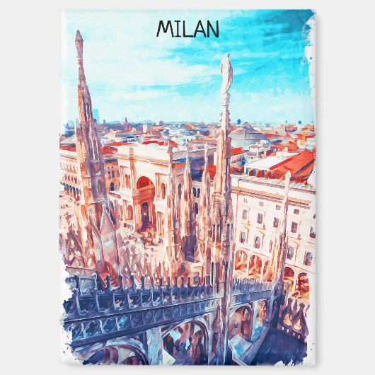 Milaan Italië Kathedraal schilderij Magneet (Voorkant)