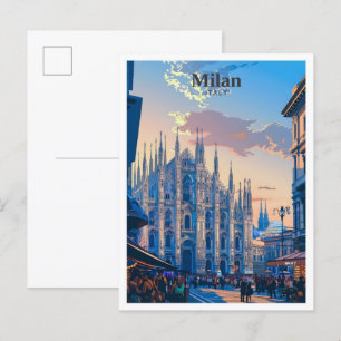 Milaan Italië Kunst Vintage Reizen Briefkaart