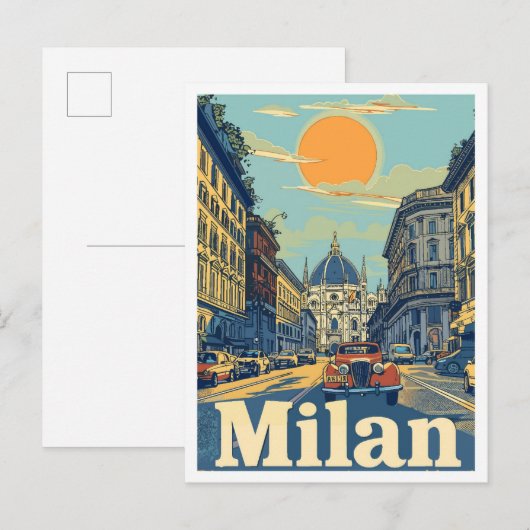 Milaan Italië Kunst Vintage Reizen Illustratie Briefkaart (Voorkant / Achterkant)