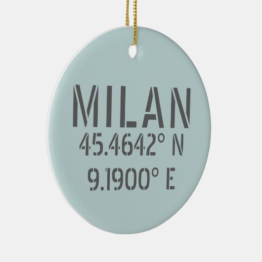 Milaan Italië Latitude en Lengtegraad Keramisch Ornament (Rechts)