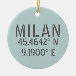 Milaan Italië Latitude en Lengtegraad Keramisch Ornament
