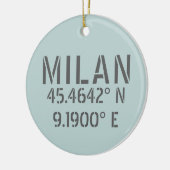 Milaan Italië Latitude en Lengtegraad Keramisch Ornament (Links)