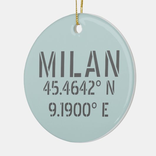 Milaan Italië Latitude en Lengtegraad Keramisch Ornament (Links)