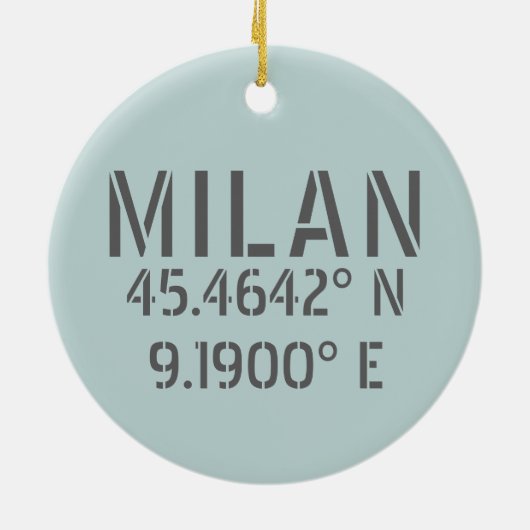 Milaan Italië Latitude en Lengtegraad Keramisch Ornament (Achterkant)