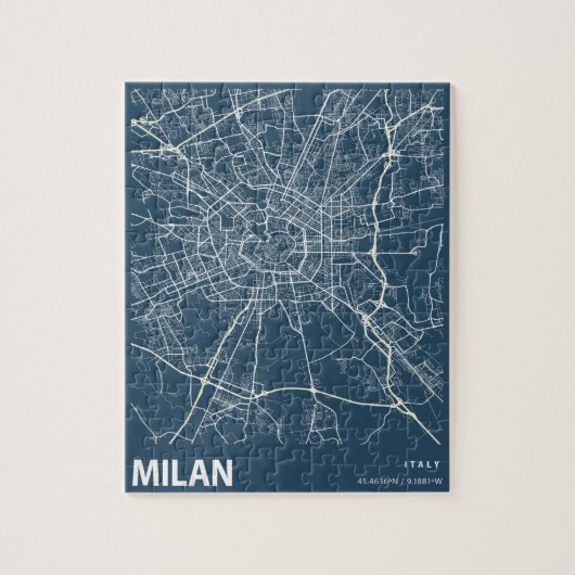 Milaan Italië — Minimalistische stadskaartkunst in Legpuzzel (Verticaal)