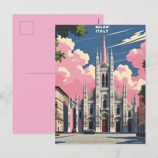 Milaan Italië Reiskunst – Duomo Cathedral City Feestdagenkaart (Voorkant / Achterkant)