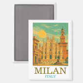 Milaan Italië Reizen | Retro Duomo Magneet (Voorkant / Achterkant)