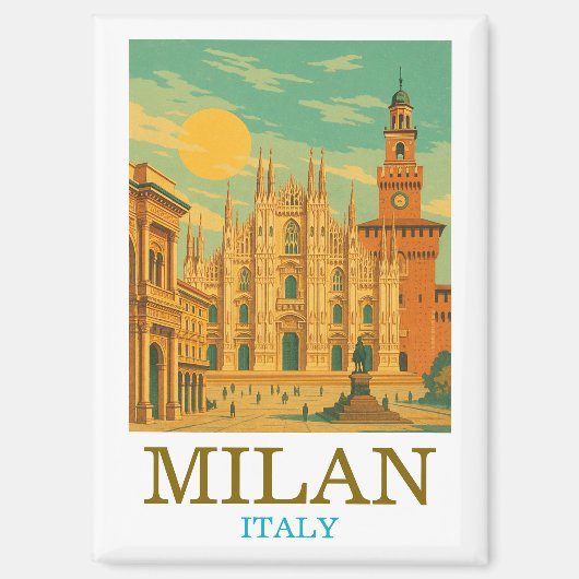 Milaan Italië Reizen | Retro Duomo Magneet (Voorkant)