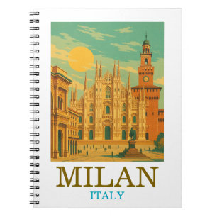 Milaan Italië Reizen Retro Duomo Notitieboek