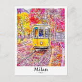 Milaan Italië Reizen Waterverf Hand getekend Briefkaart (Voorkant)