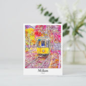 Milaan Italië Reizen Waterverf Hand getekend Briefkaart (Staand voorkant)