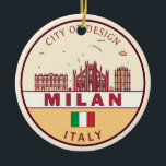 Milaan Italië Skyline Embleem Keramisch Ornament<br><div class="desc">Milaan minimalistisch,  kleurrijk kunstontwerp met monumenten en bezienswaardigheden van de stad in Italië.</div>