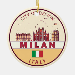 Milaan Italië Skyline Embleem Keramisch Ornament
