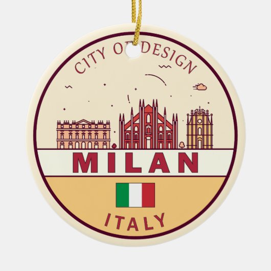 Milaan Italië Skyline Embleem Keramisch Ornament (Voorkant)
