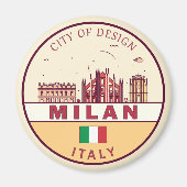 Milaan Italië Skyline Embleem Magneet (Voorkant)