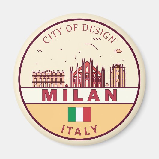 Milaan Italië Skyline Embleem Magneet (Voorkant)