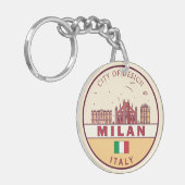Milaan Italië Skyline Embleem Sleutelhanger (Voorkant Links)