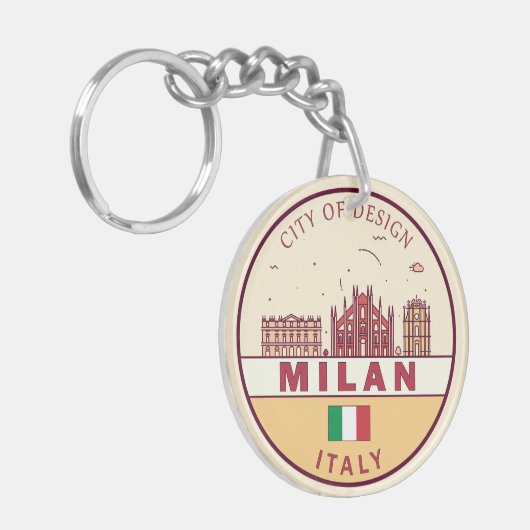 Milaan Italië Skyline Embleem Sleutelhanger (Voorkant Links)