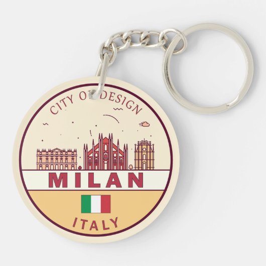 Milaan Italië Skyline Embleem Sleutelhanger (Achterkant)