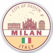 Milaan Italië Skyline Embleem Sticker (Voorkant)
