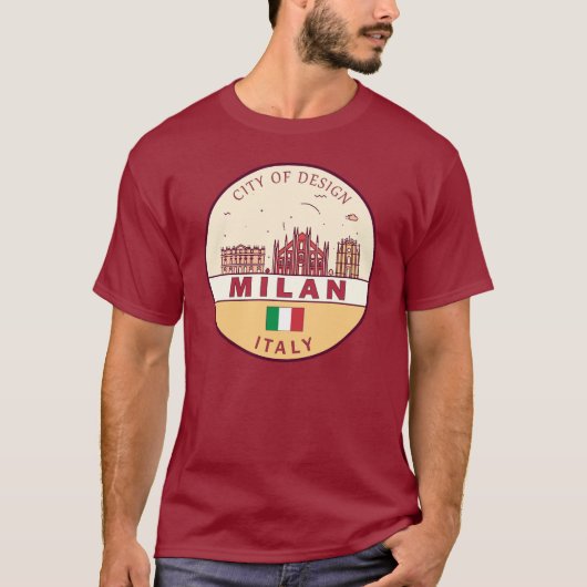 Milaan Italië Skyline Embleem T-shirt (Voorkant)