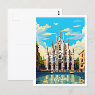 Milaan Italië vintage reisplaats illustratie Briefkaart