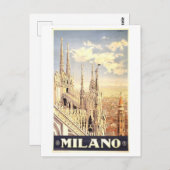 Milaan Italië Vintage Travel Poster Briefkaart (Voorkant / Achterkant)