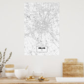 Milaan, Italië (zwart op wit) Poster (Keuken)