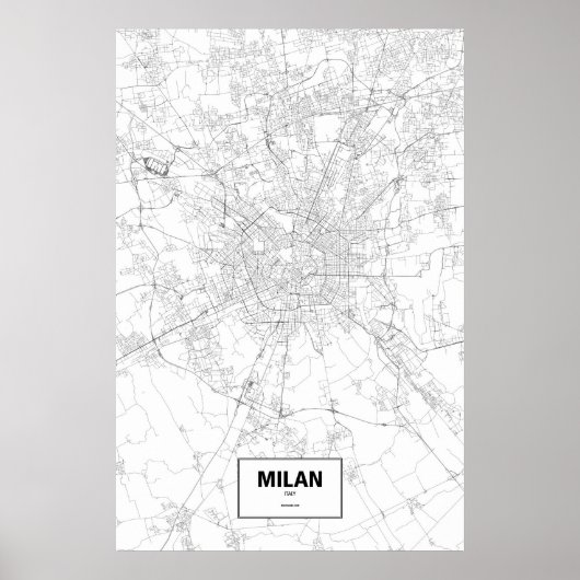 Milaan, Italië (zwart op wit) Poster (Voorkant)
