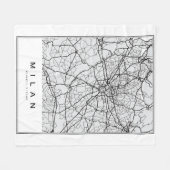 Milaan Kaart Illustratie Fleece Deken (Voorkant (Horizontaal))