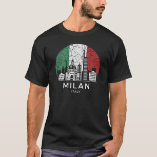 Milaan Stad Italië Vlag T-shirt