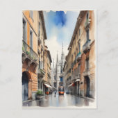 Milaan waterverf kunst briefkaart (Voorkant)